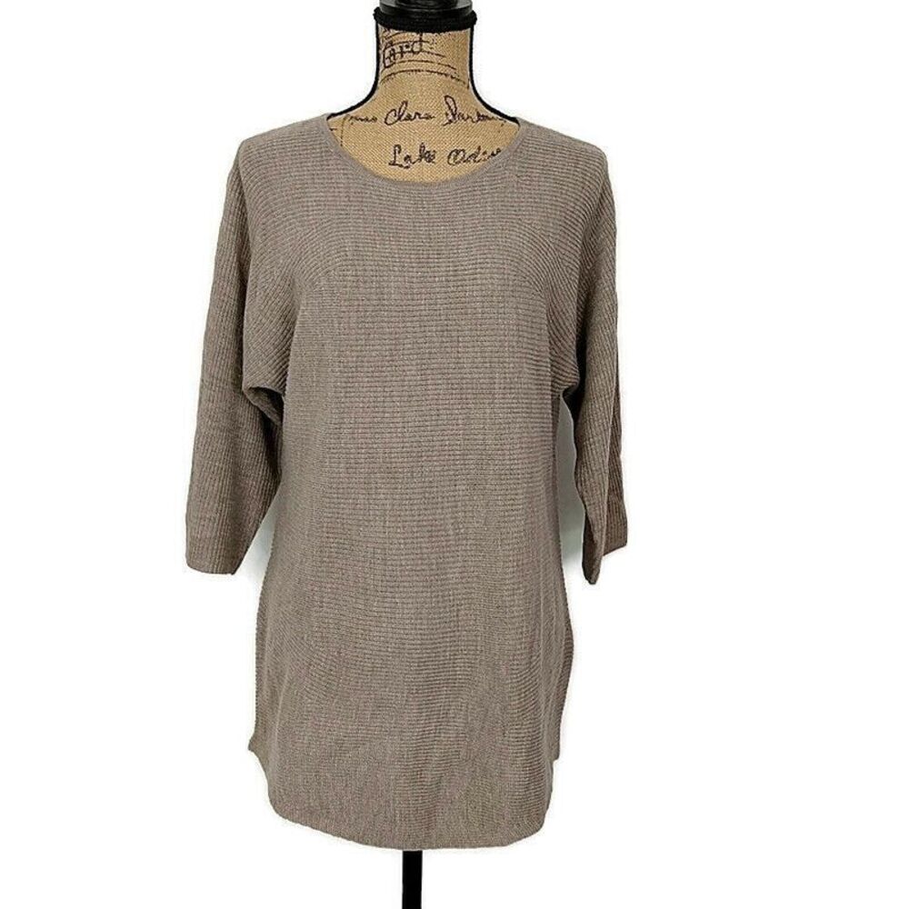 💥5/$25 Worthington Womens sz S Sweater Solid Brown 3/4 Dolman Sleeve Round Neck